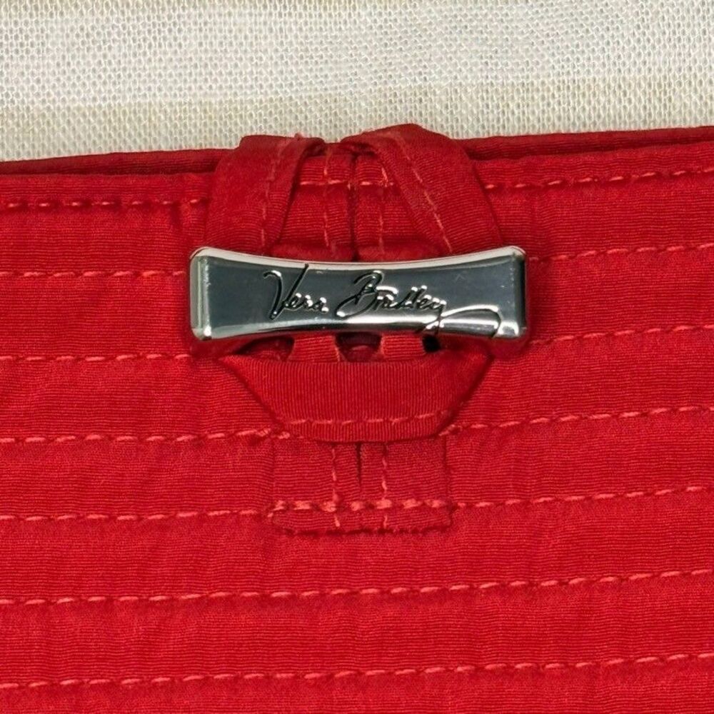 Vera Bradley Beta Fire RED Pleated Large Tote 13x14 - Picture 5 of 9